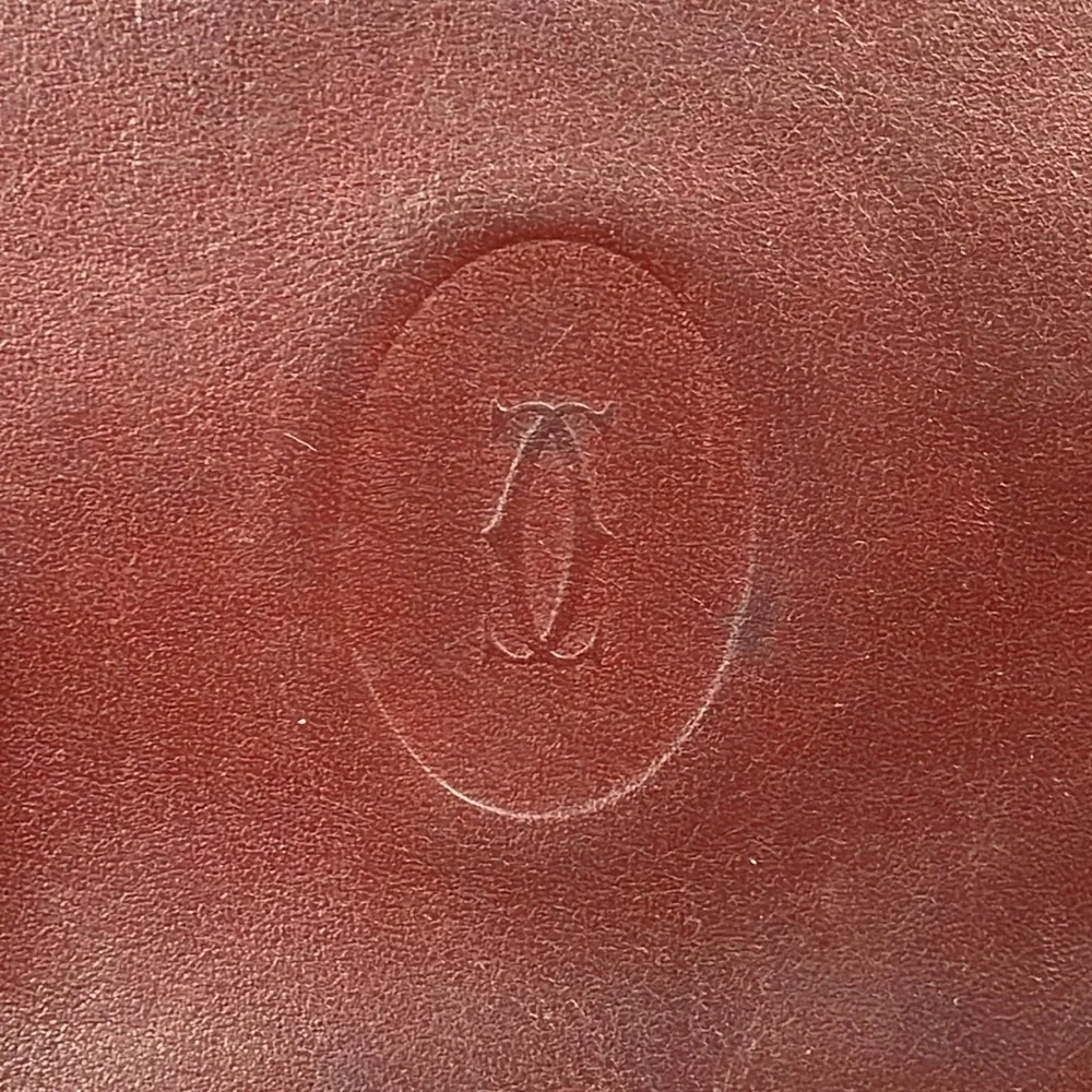 Cartier Paris Designer Bifold Wallet Burgundy Maroon Leather Bill Holder